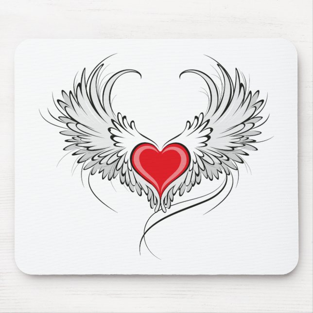 Tapis De Souris Red Angel Coeur avec ailes (Devant)