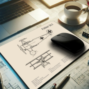 Tapis De Souris Red Baron Fokker Dr.1 - Plan directeur de l'avion 