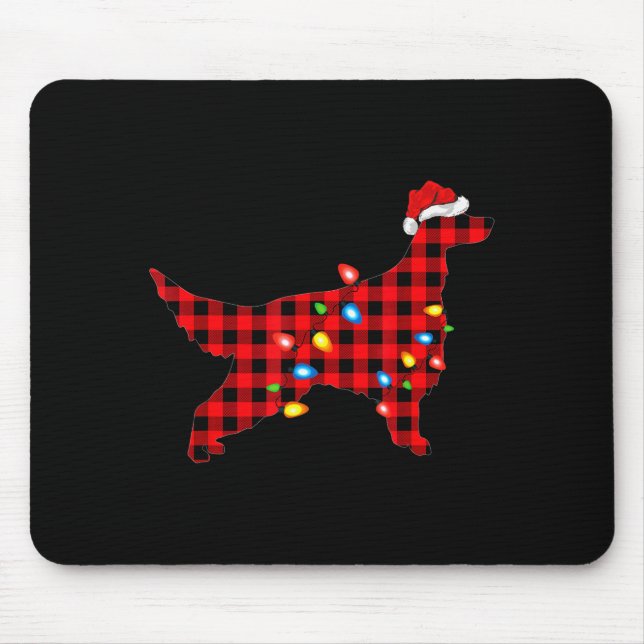 Tapis De Souris Red Buffalo Plaid Santa Irish Setter Dog Christmas (Devant)