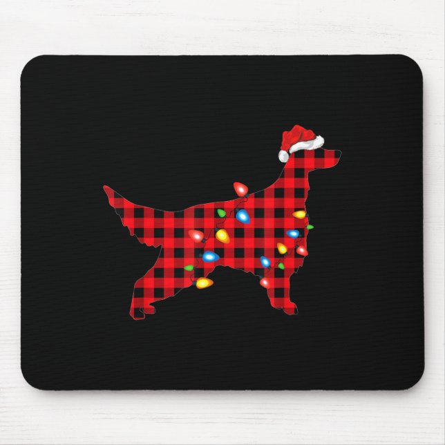 Tapis De Souris Red Buffalo Plaid Santa Irish Setter Dog Christmas (Devant)