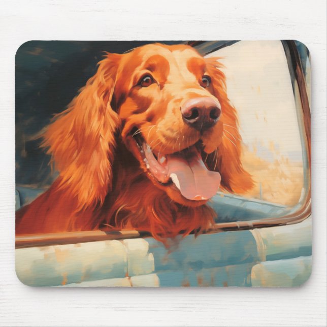 Tapis De Souris Red Dog in Classic Truck Window Art Print (Devant)
