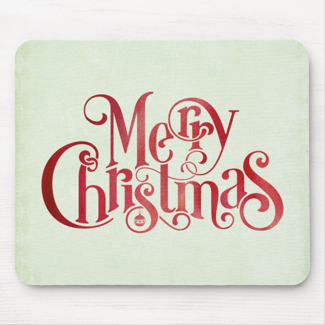 Tapis De Souris Red Joyeux Noël Typographie Festive Police (Devant)