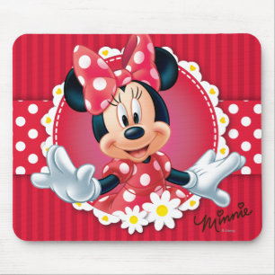 Tapis De Souris Red Minnie   Cadre de fleurs