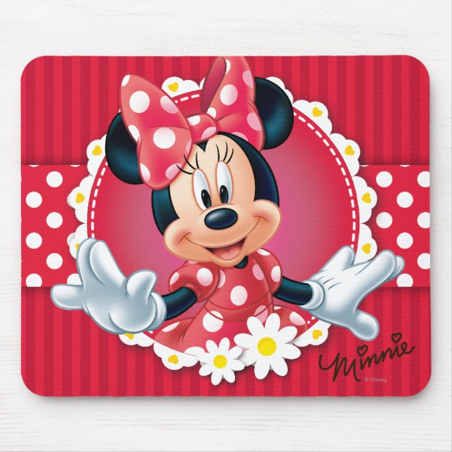 Tapis De Souris Red Minnie | Cadre de fleurs (Devant)