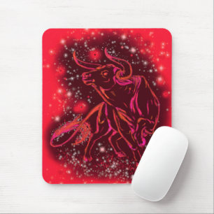 Tapis De Souris Red Mouse Pad Bull Courir À Starry Night