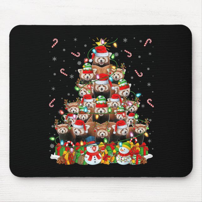 Tapis De Souris Red Panda Xmas Lighting Tree Santa Red Panda Chris (Devant)