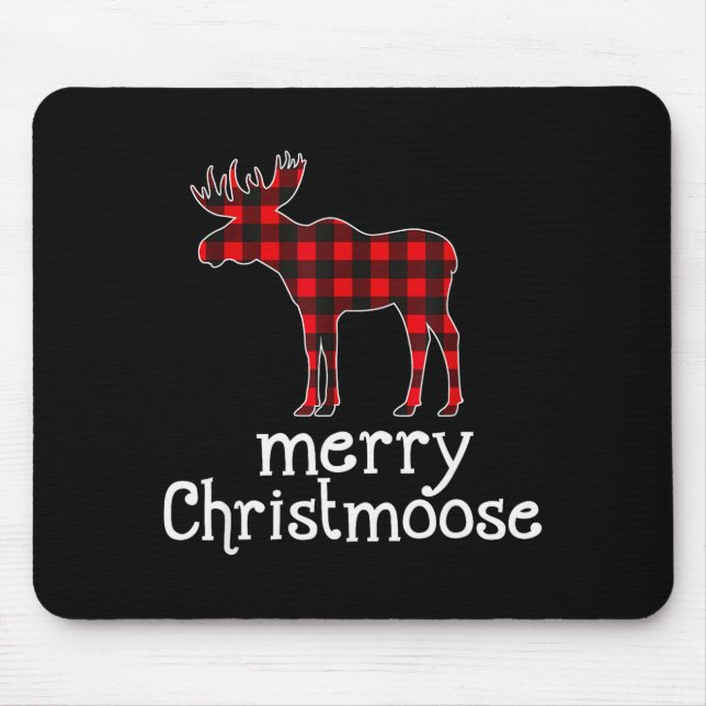 Tapis De Souris Red Plaid Merry Christmoose Christmas T Shirt Moos (Devant)