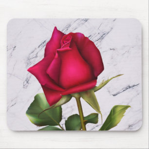Tapis De Souris Red Rose Marble Modern Glam Floral Flower