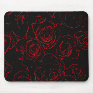 Tapis De Souris Red Roses Arrière - plan noir