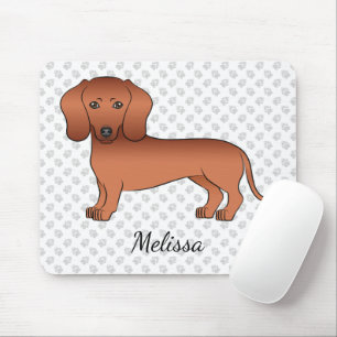 Tapis De Souris Red Smooth Coat Dachshund mignon dessin chien et n