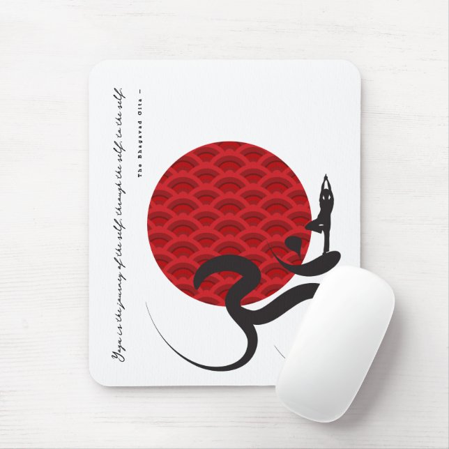 Tapis De Souris Red Sun Yoga Spirituel Indien Méditez Om Aum Logo (Avec souris)