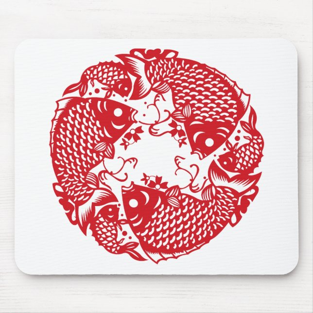Tapis De Souris Red Whirling Koi Carp Fish Group Mousepad (Devant)