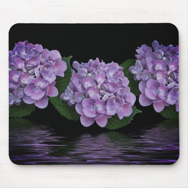 Tapis De Souris Réflexion de l'eau d'Hydrangée violette (Devant)