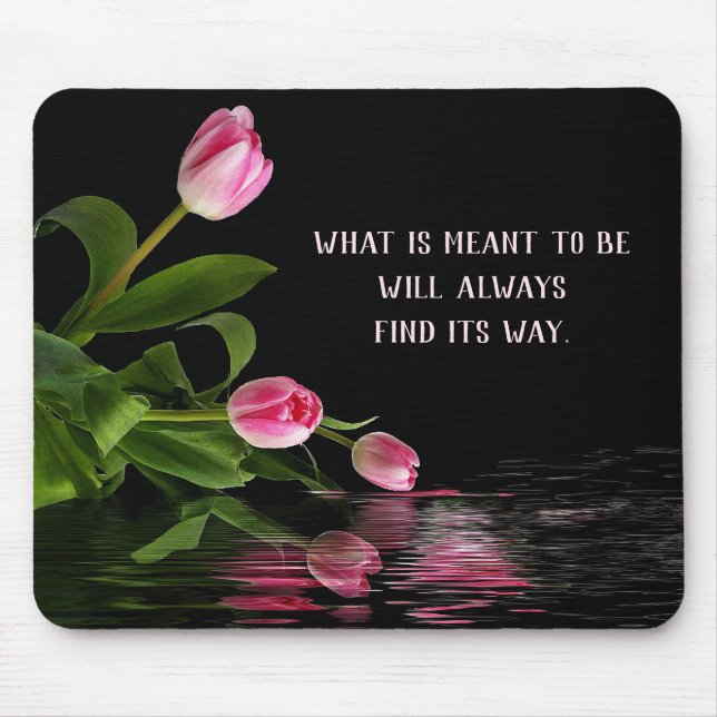 Tapis De Souris Réflexion de Tulipe rose dans l'eau (Devant)