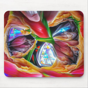 Tapis De Souris Réflexions vibrantes sur les tulipes Abstraites