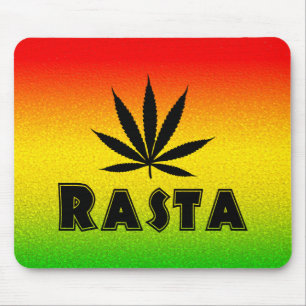 Tapis De Souris Reggae Rasta Leaf Rastafarian Jamaïque Mousepad