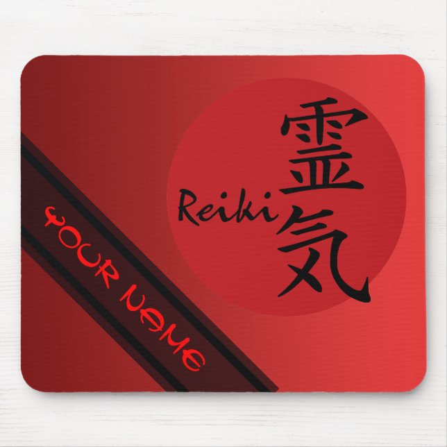 Tapis De Souris REIKI Symbole rouge noir + votre nom et votre imag (Devant)
