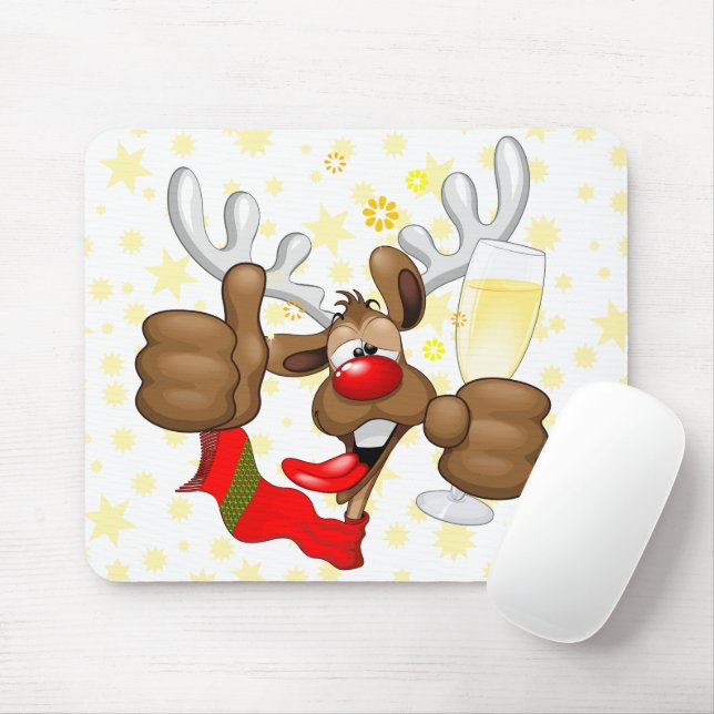Tapis De Souris Reindeer Drunk Funny Caractère de Noël (Avec souris)