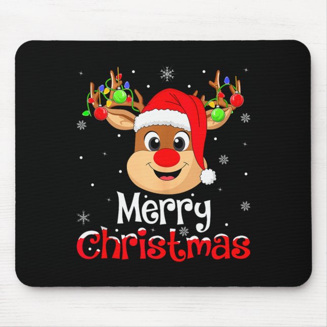 Tapis De Souris Reindeer Merry Christmas Family Men Women Kids Xma (Devant)