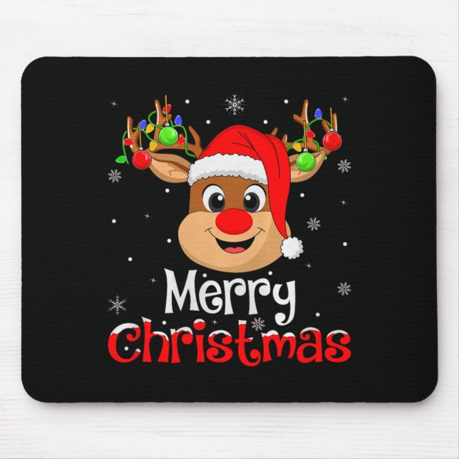 Tapis De Souris Reindeer Merry Christmas Family Men Women Kids Xma (Devant)