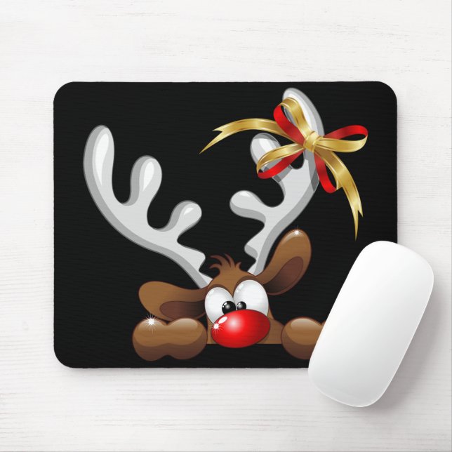 Tapis De Souris Reindeer Puzzled drôle Caractère de Noël (Avec souris)