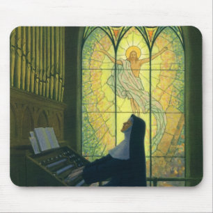Tapis De Souris Religion vintage, religieuse jouant de l'orgue à l