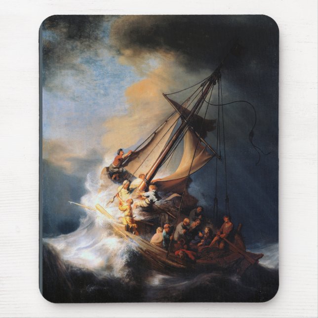 Tapis De Souris Rembrandt - La tempête de la mer de Galilée (Devant)