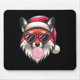 Tapis De Souris Renard de Noël rétro Santa Chapeau soufflant bulle