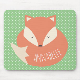 Tapis De Souris Renard dormant mignon et points