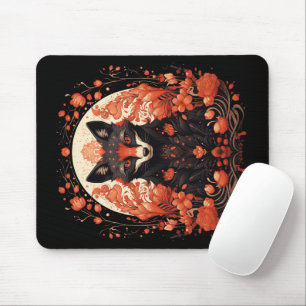 Tapis De Souris Renard gothique et fleurs Mousepad