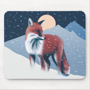 Tapis De Souris Renard Mélange Dans La Neige D'Hiver Illustration