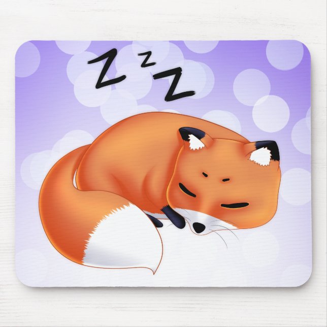 Tapis De Souris Renard mignon de bande dessinée de sommeil de (Devant)