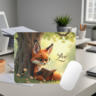 Tapis De Souris Renard mignon lisant un livre, personnalisé