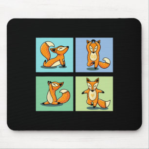 Tapis De Souris Renard Mignon Yoga Animal Méditation Zen Pose d'ét