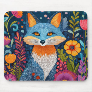 Tapis De Souris Renard Vibrant Point Art Au Milieu De Flore Luxuri