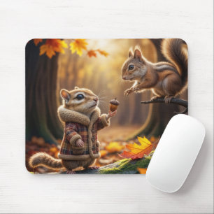 Tapis De Souris Rencontre avec Chipmunk dans un bois d'automne
