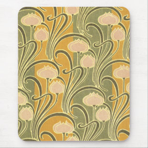 Tapis De Souris René Beauclair’s Art Nouveau Stripes & Fleurs