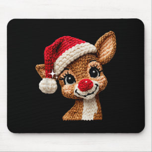 Tapis De Souris Rennes de Noël mignons au crochet Cadeau drôle pou