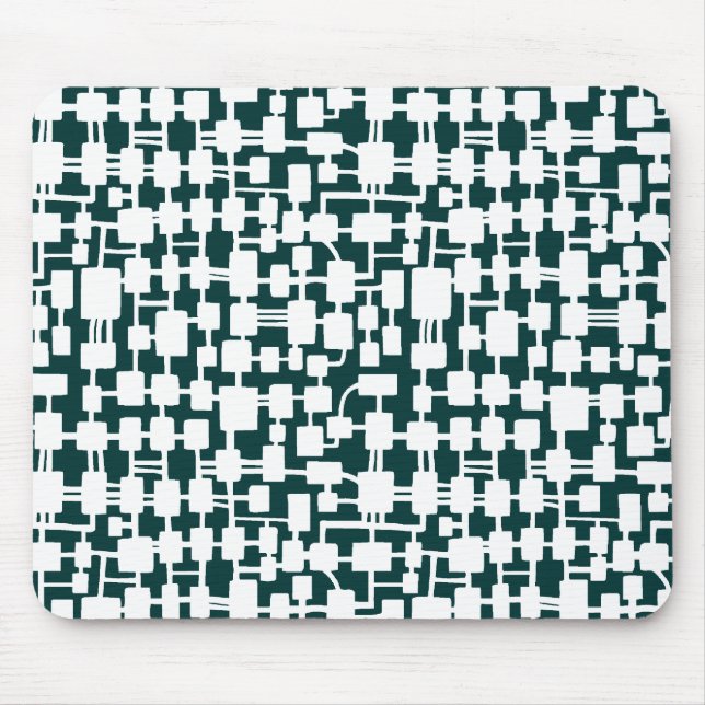 Tapis De Souris Réseau Abstrait - Blanc sur Vert foncé 003333 (Devant)
