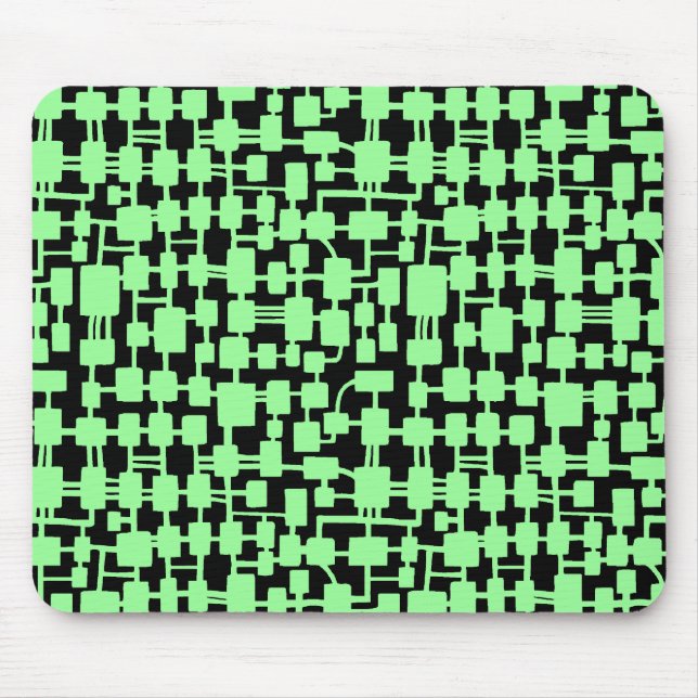 Tapis De Souris Réseau Abstrait - Mint vert sur noir (Devant)