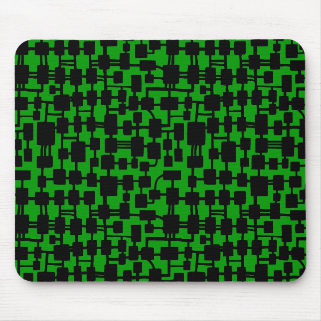 Tapis De Souris Réseau Abstrait - Noir sur vert 009900 (Devant)
