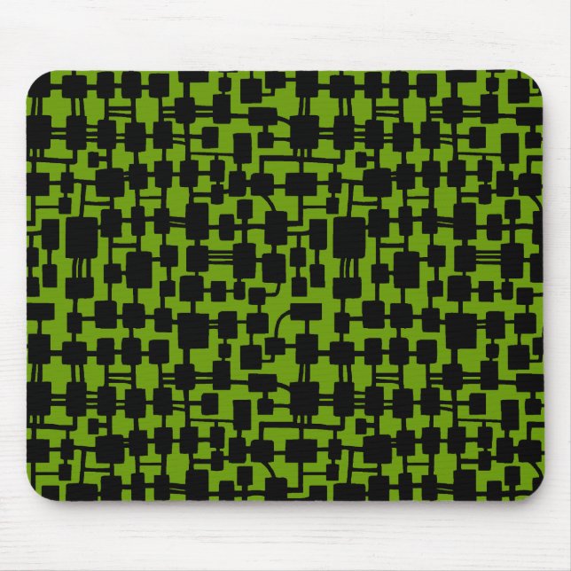Tapis De Souris Réseau Abstrait - Noir sur vert 669900 (Devant)