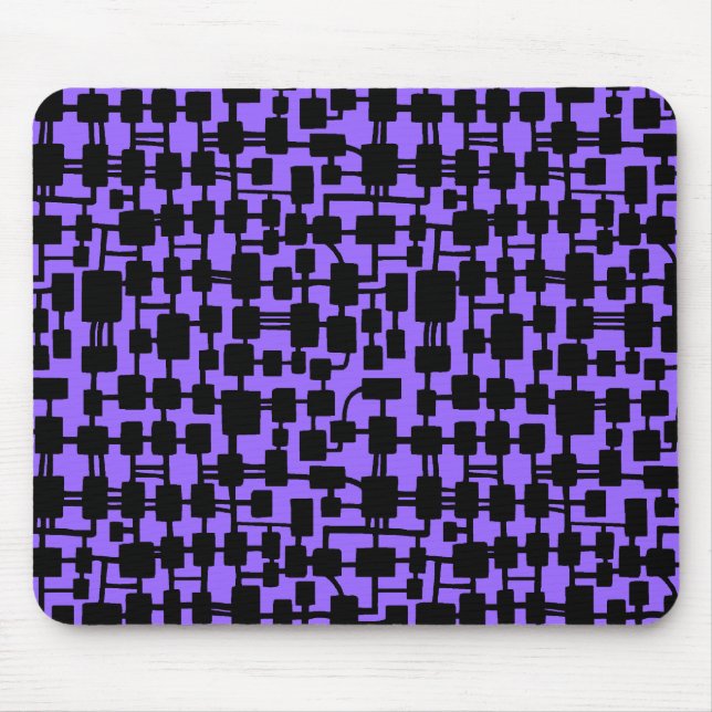 Tapis De Souris Réseau Abstrait - Noir sur violet 9966FF (Devant)