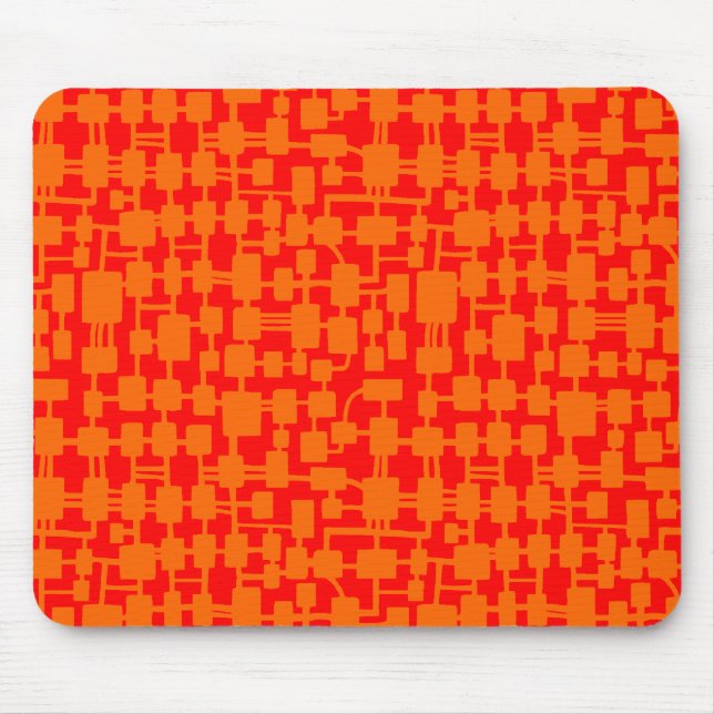 Tapis De Souris Réseau Abstrait - Orange sur Red FF0000 (Devant)