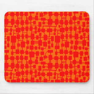 Tapis De Souris Réseau Abstrait - Rouge sur Orange FF6600