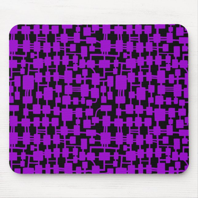 Tapis De Souris Réseau Abstrait - Violet sur noir (Devant)