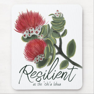 Tapis De Souris Résilience de la fleur rouge hawaïenne Lehua à l'a