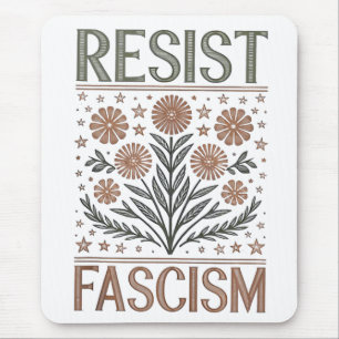 Tapis De Souris Résister au fascisme Floral Transgenre LGBTQ Anti-