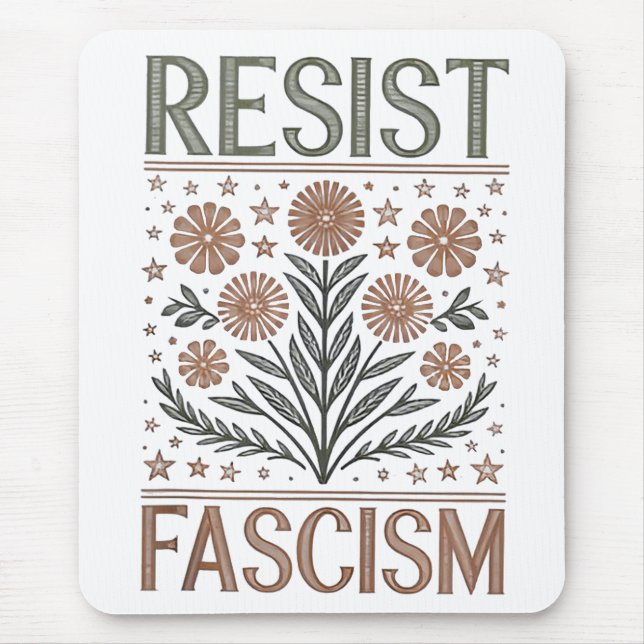 Tapis De Souris Résister au fascisme Floral Transgenre LGBTQ Anti- (Devant)