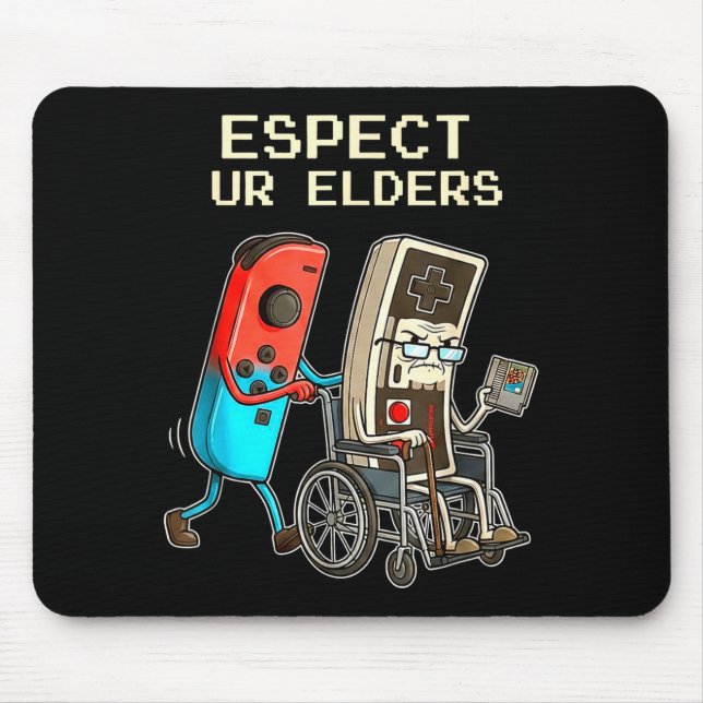 Tapis De Souris Respect Ur Elders Retro Gaming Controller Funny  (Devant)